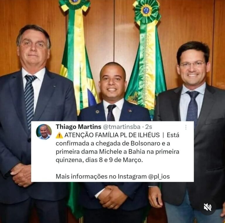 Bolsonaro e Michele chegam a Bahia nos dias 8 e 9 de março para agenda partidária