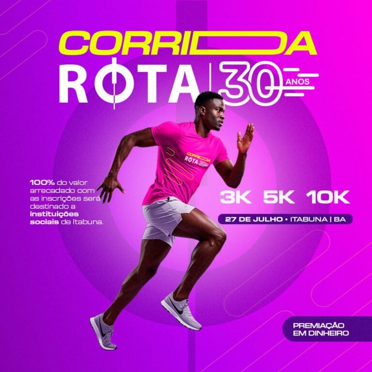 Corrida Rota 30 Anos será neste domingo, dia 27 