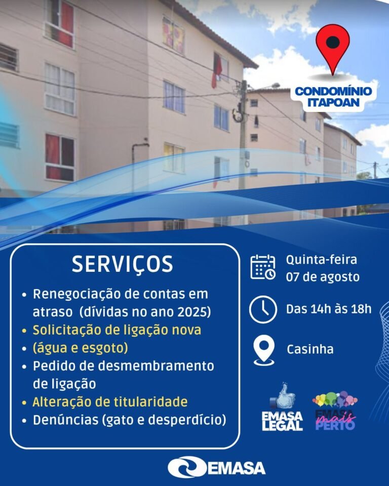 EMASA realiza ação de atendimento no Condomínio Itapoan nesta quinta-feira (7)